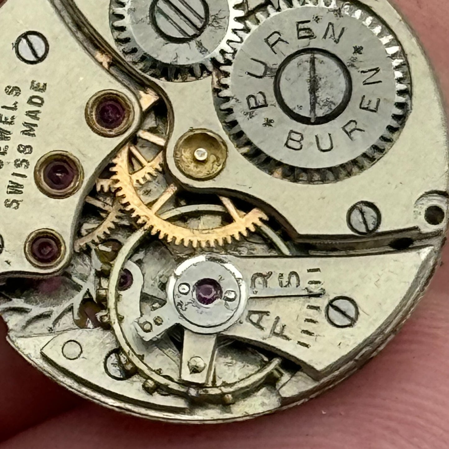 19.6mm Running Buren Cal 355 Manual Wind Swiss Watch Movement Vintage PARTS