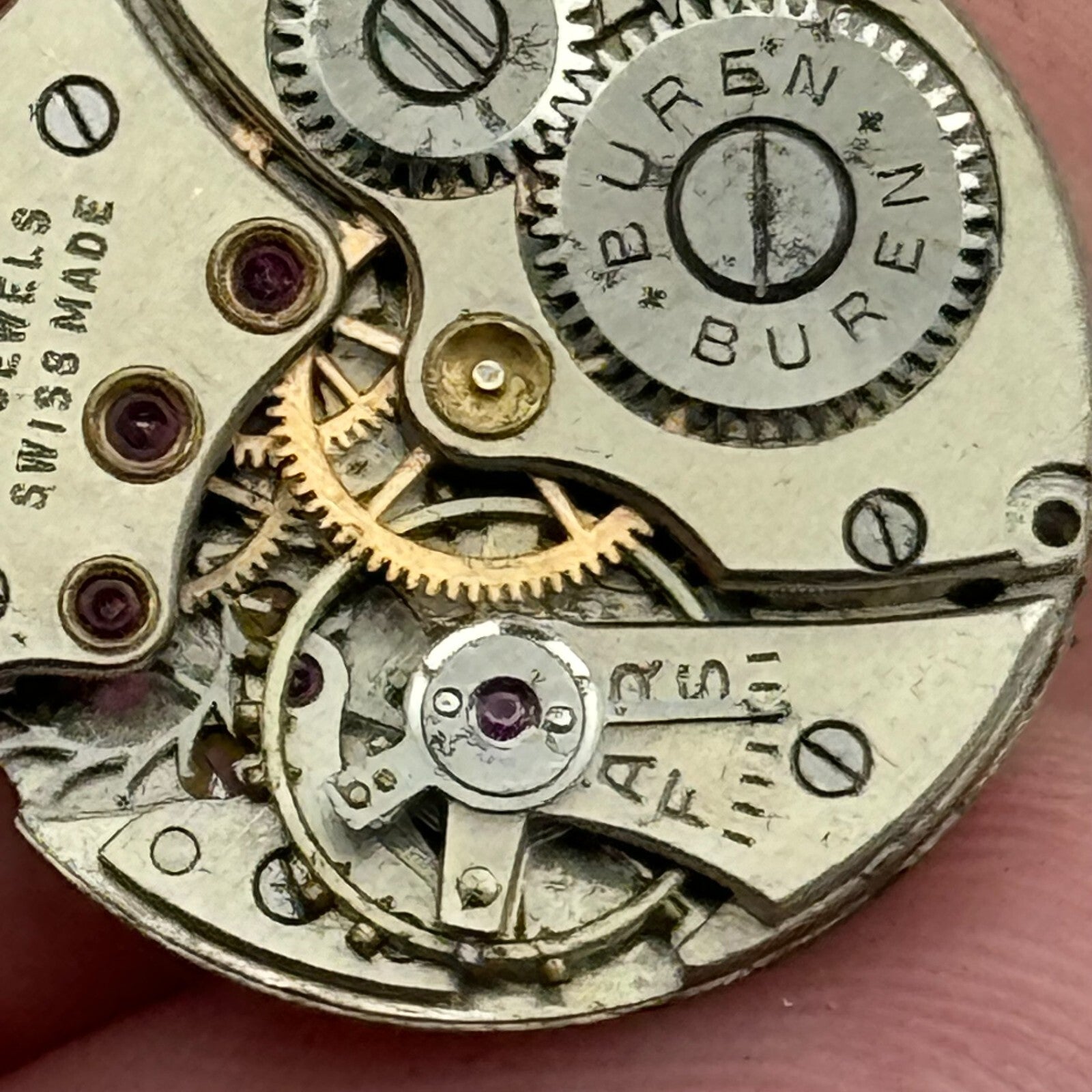 19.6mm Running Buren Cal 355 Manual Wind Swiss Watch Movement Vintage PARTS