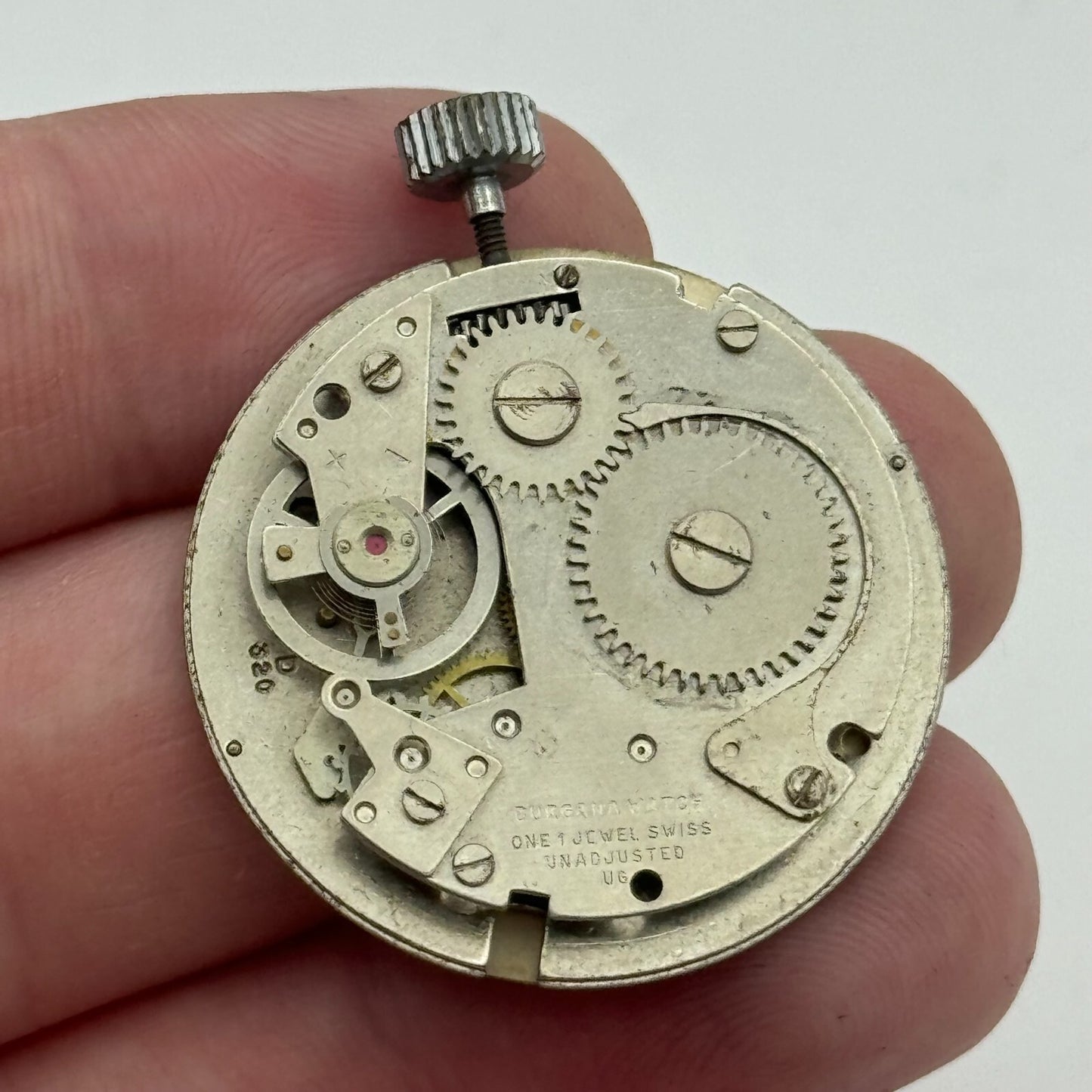 31.2mm Lucerne Burgana D320 Earth Blue Dial Watch Movement Swiss Vintage PARTS