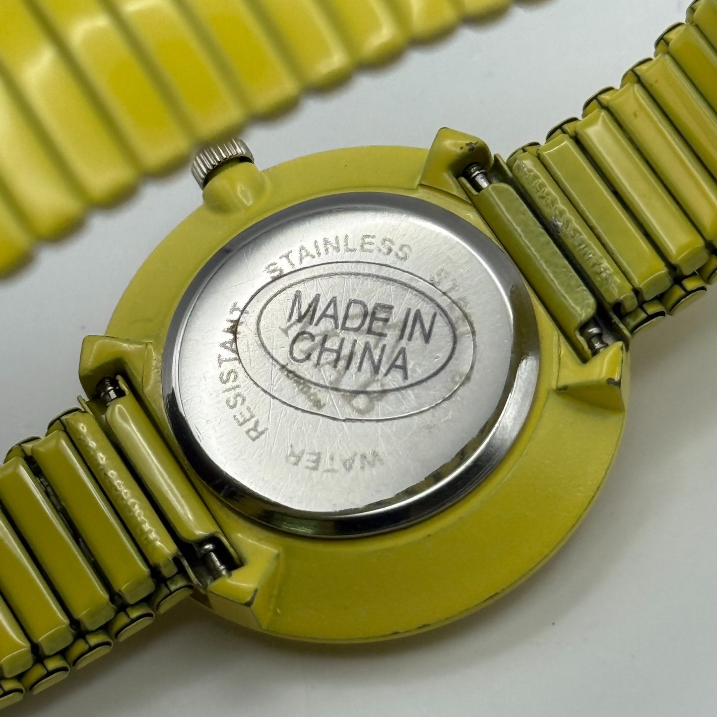 MAB Ladies Yellow Quartz Watch Stretch Band London Working 29mm New Battery