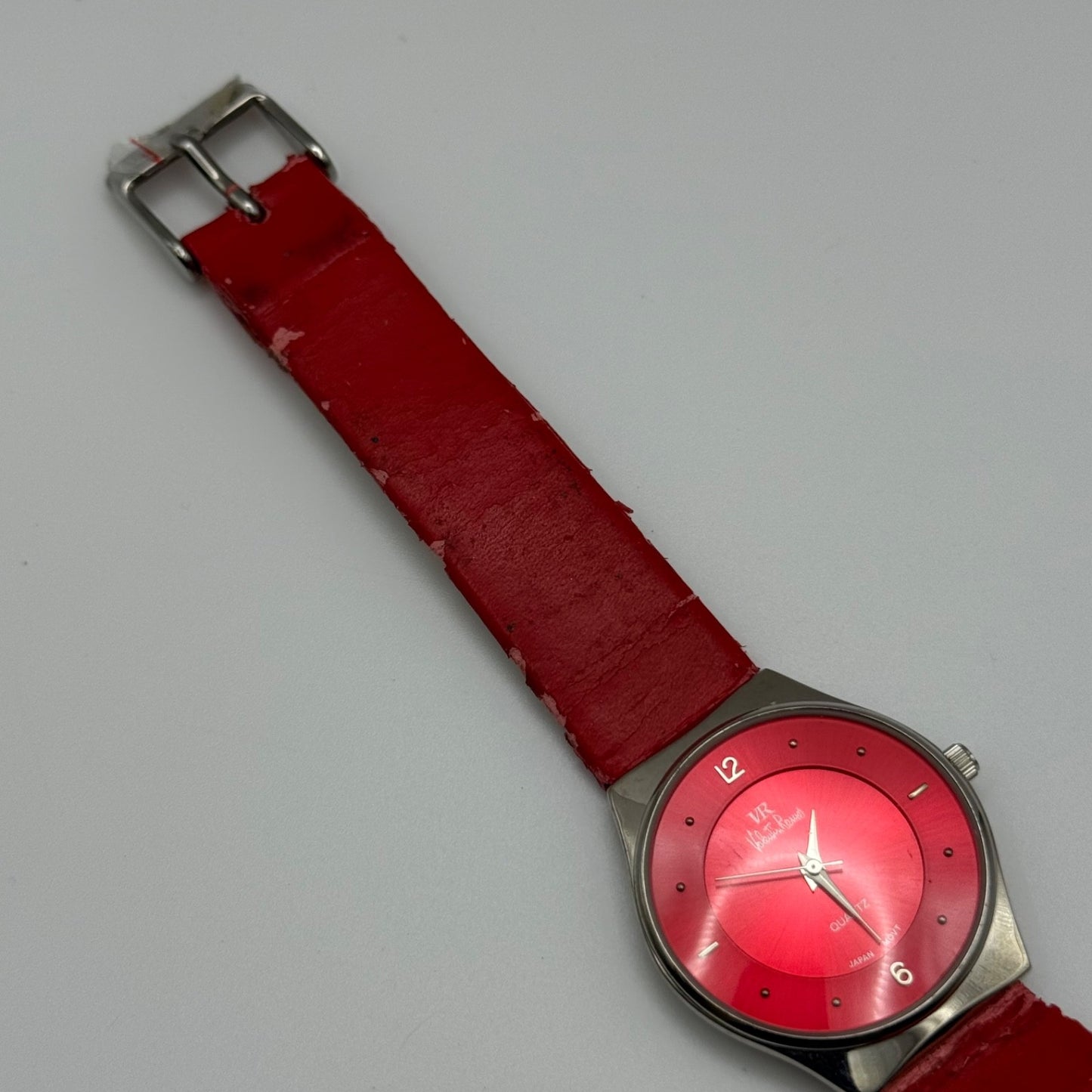32mm Working Valentin Ramos Ladies 32mm Quartz Watch Needs New Strap Red Dial