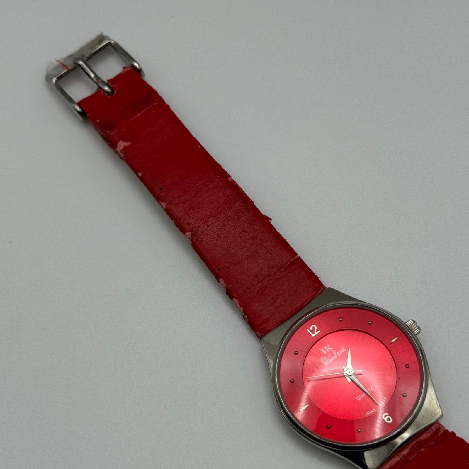 32mm Working Valentin Ramos Ladies 32mm Quartz Watch Needs New Strap Red Dial