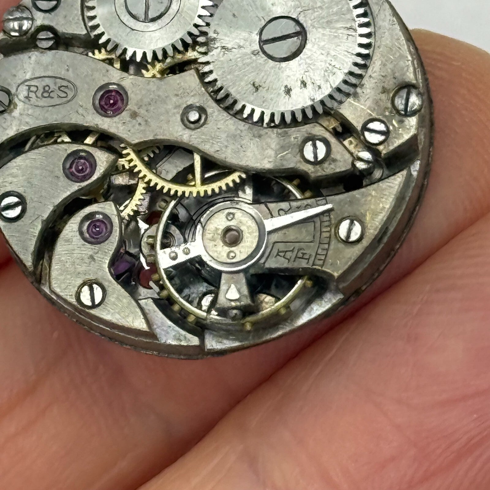 23.6mm Vintage R&S Rotheram & Sons Swiss Trench Watch Movement Manual Wind PARTS