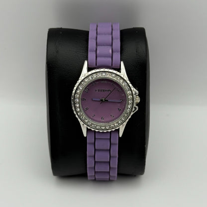 Citron Ladies Quartz Watch Crystal Accents Purple Strap Working 27mm New Battery