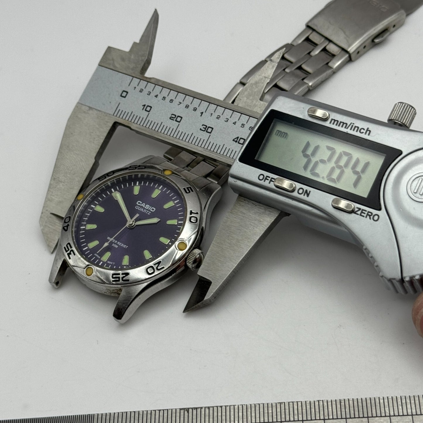 40mm Men’s Working Casio MTP-1243 Water Resist 50M Purple Dial Watch New Battery