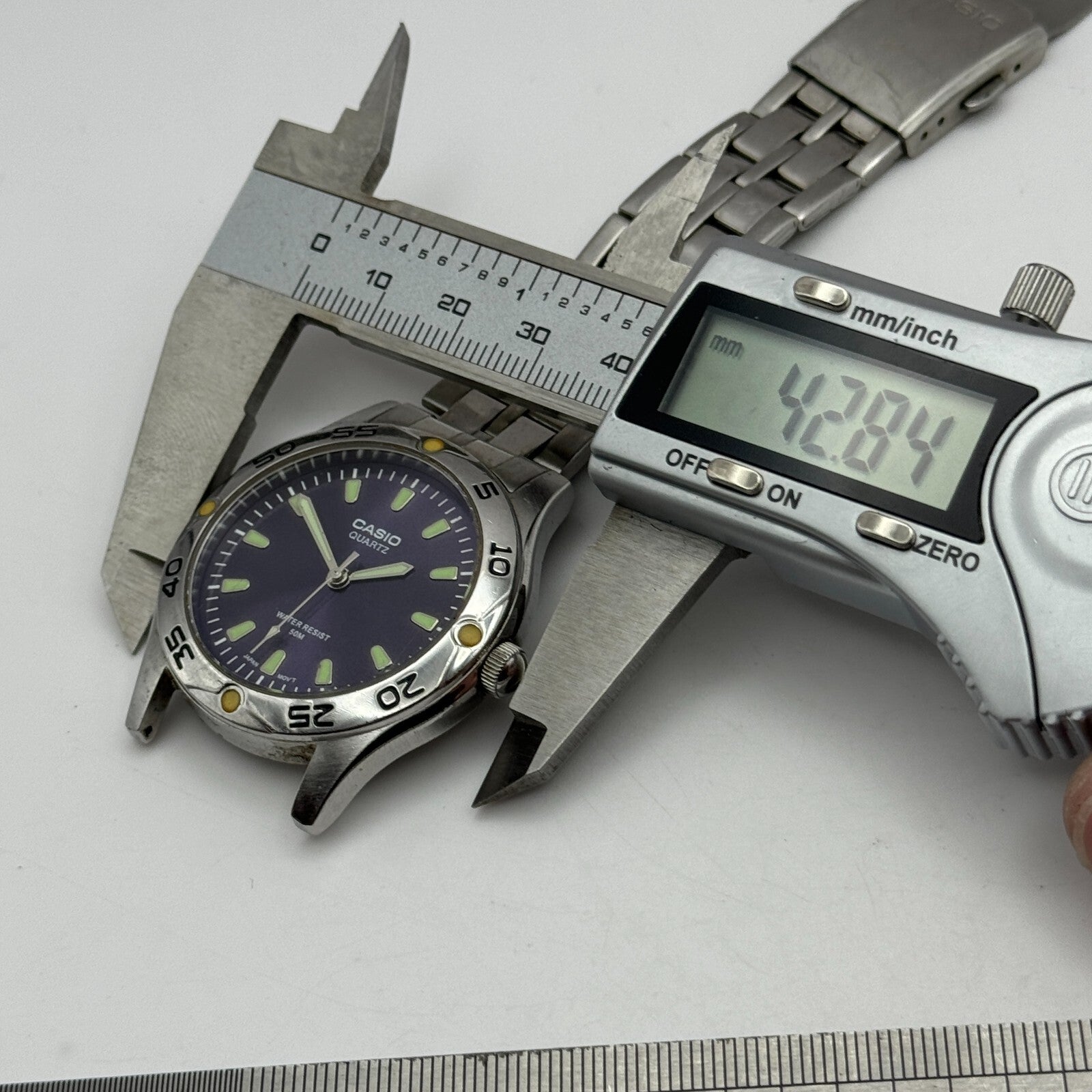 40mm Men’s Working Casio MTP-1243 Water Resist 50M Purple Dial Watch New Battery