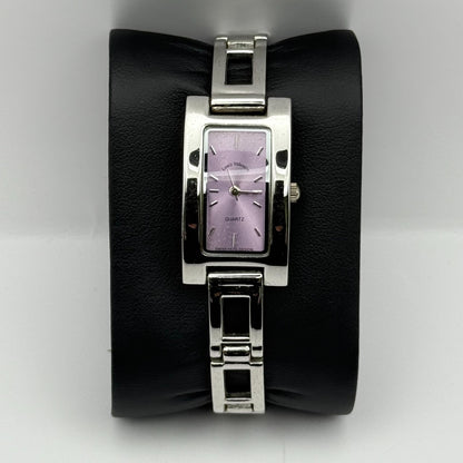 Louis Valentine Ladies Quartz Watch Purple Dial Silver Tone Japan Working 19mm