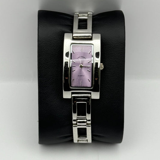 Louis Valentine Ladies Quartz Watch Purple Dial Silver Tone Japan Working 19mm