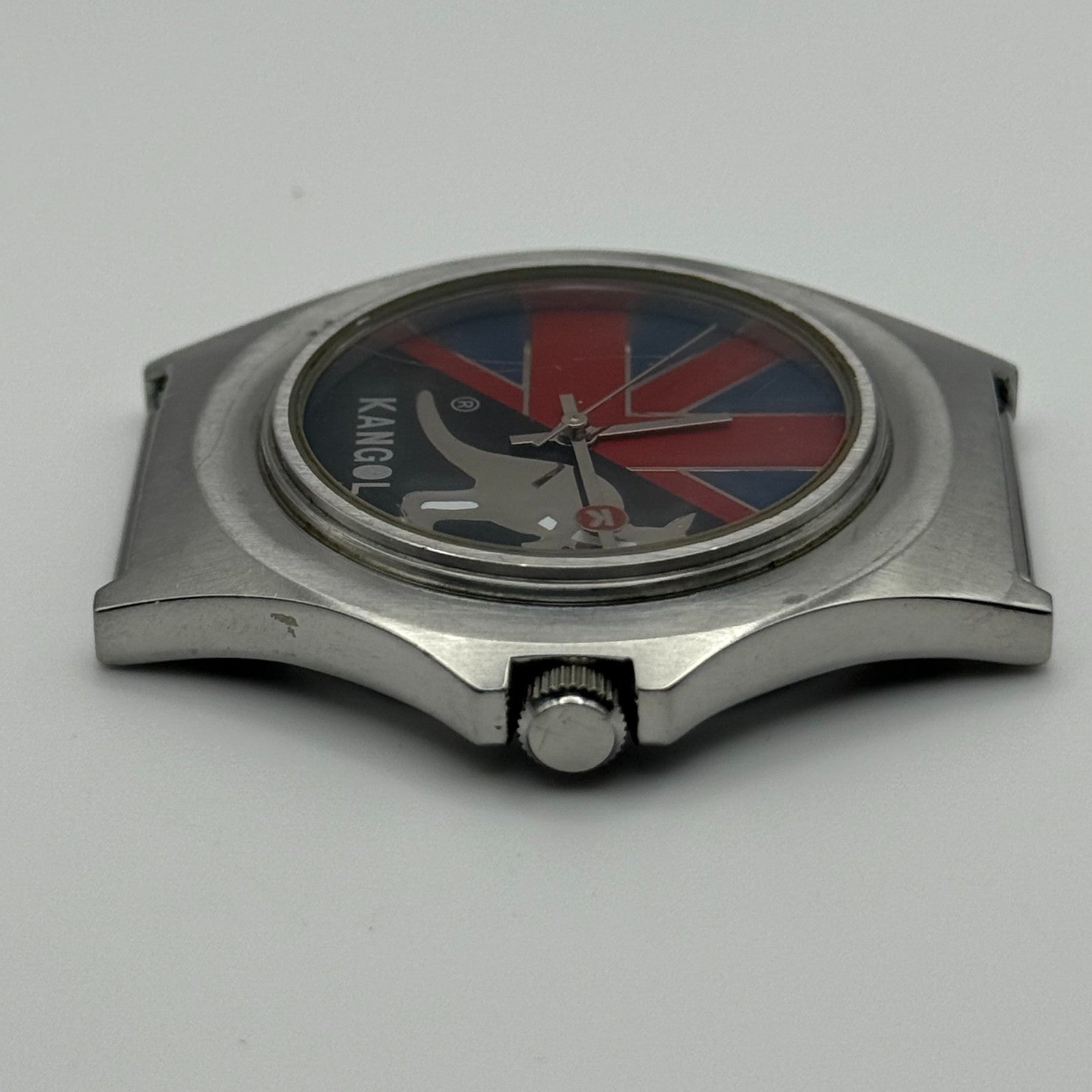 Vintage Kangol Men’s Quartz Watch Kangaroo Silver Tone 100 Metre Working 40mm