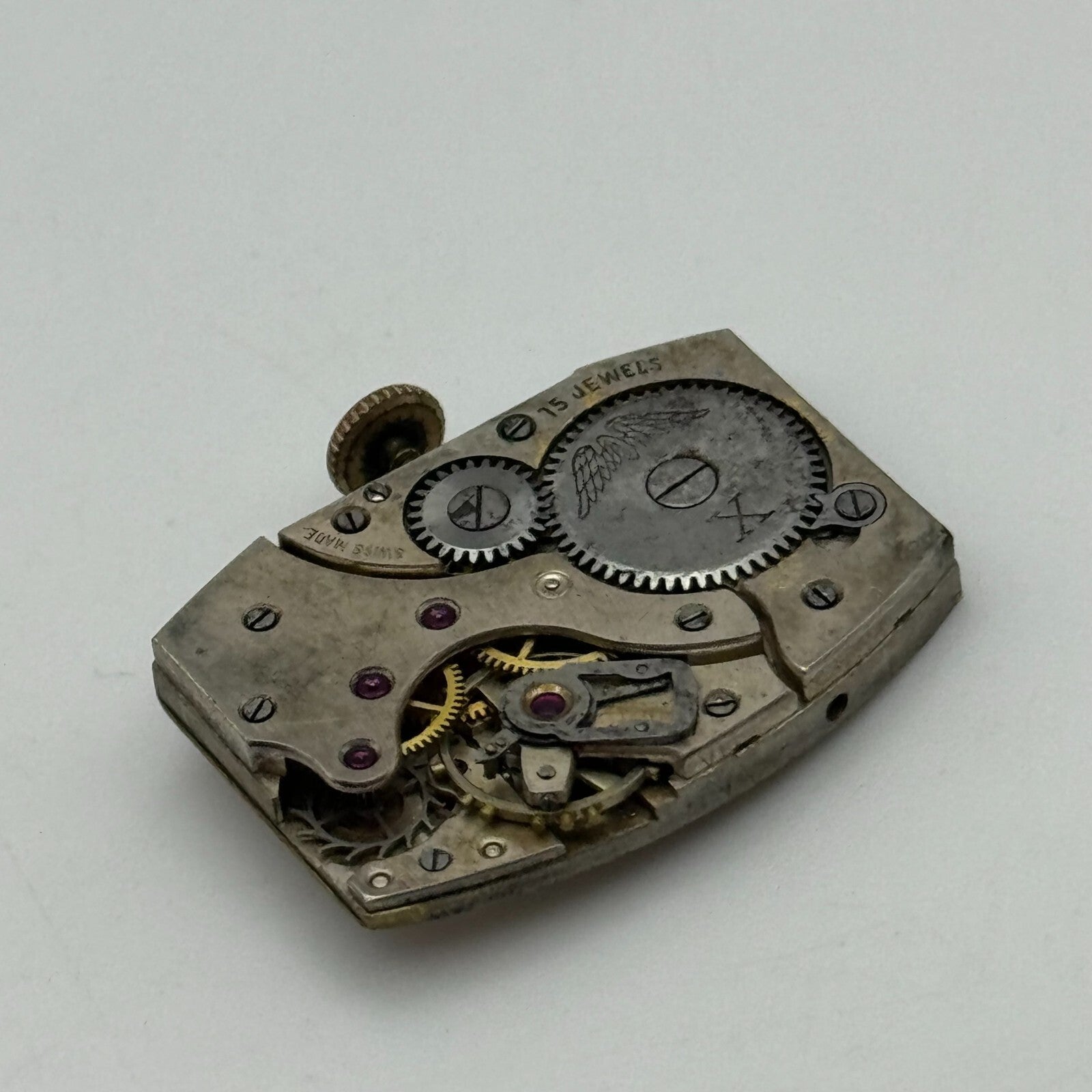 19.2mm Rotary Peseux Tank Watch Movement 15 Jewels Manual Wind 1930s Swiss PARTS