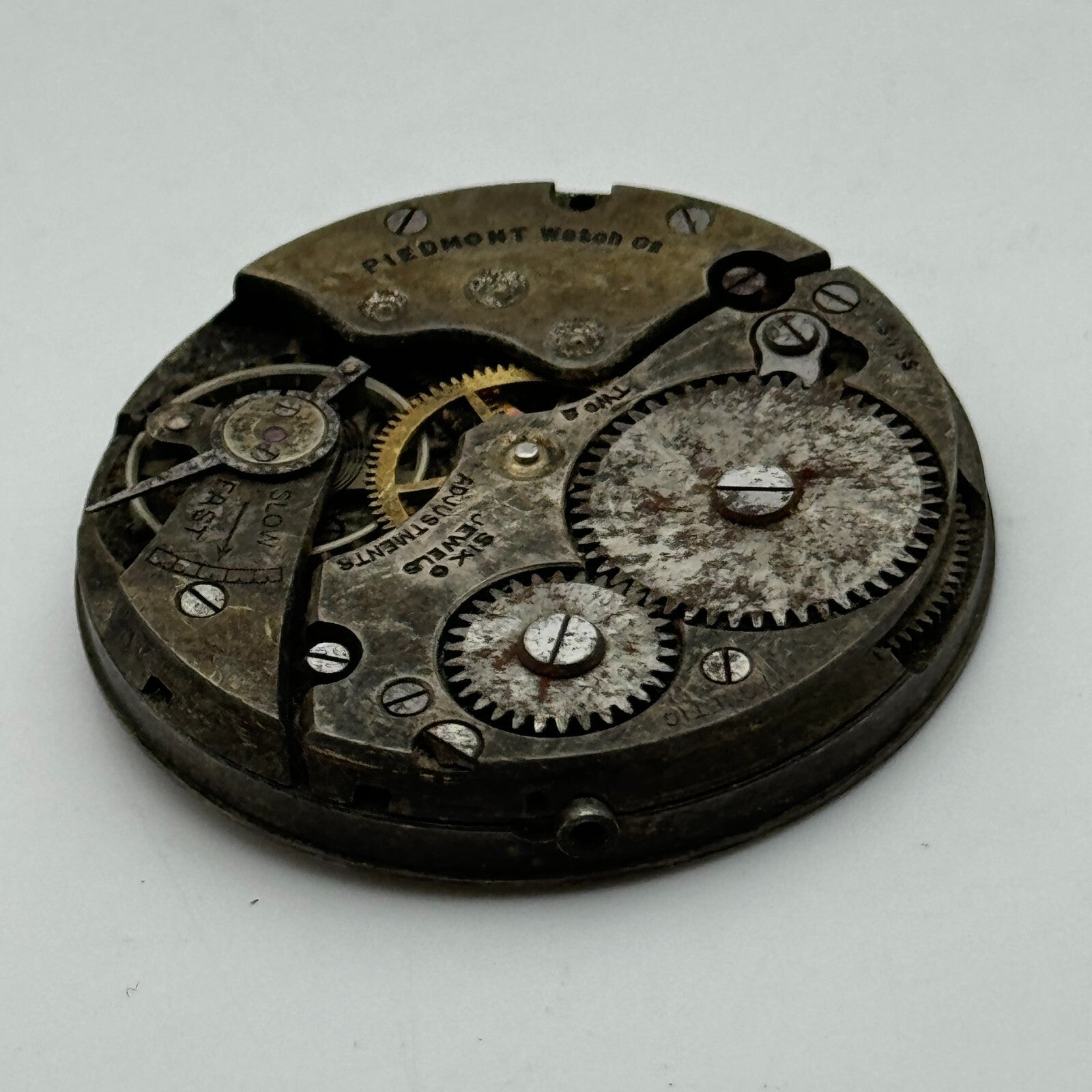 43.1mm Open Face Piedmont Watch Co 6 Jewels Swiss Pocket Watch Movement PARTS