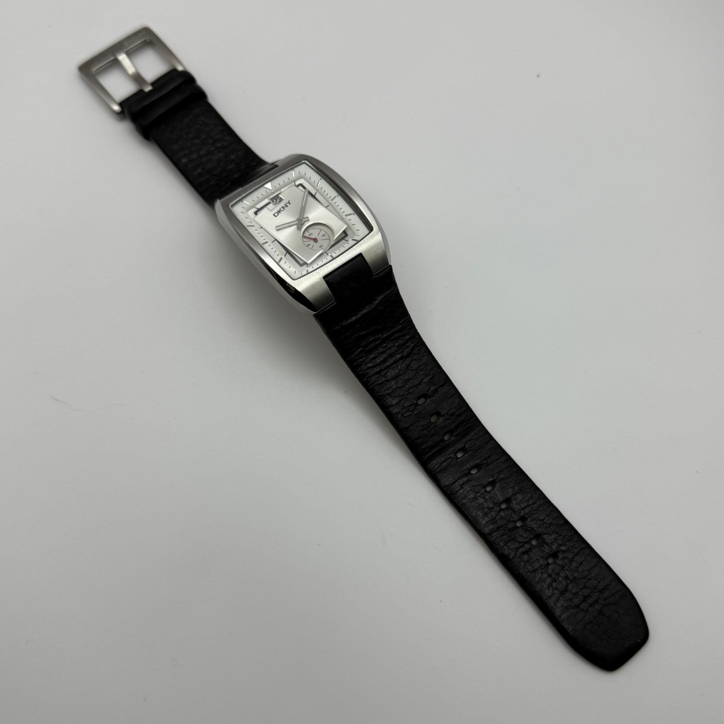 DKNY NY-1316 Quartz Watch Date Dial Black Leather Strap 34mm PARTS REPAIR