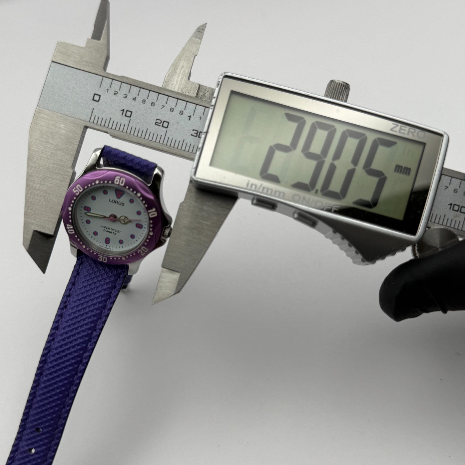 Lorus Quartz Watch White Dial Purple Strap Bezel Japan Working 26mm New Battery