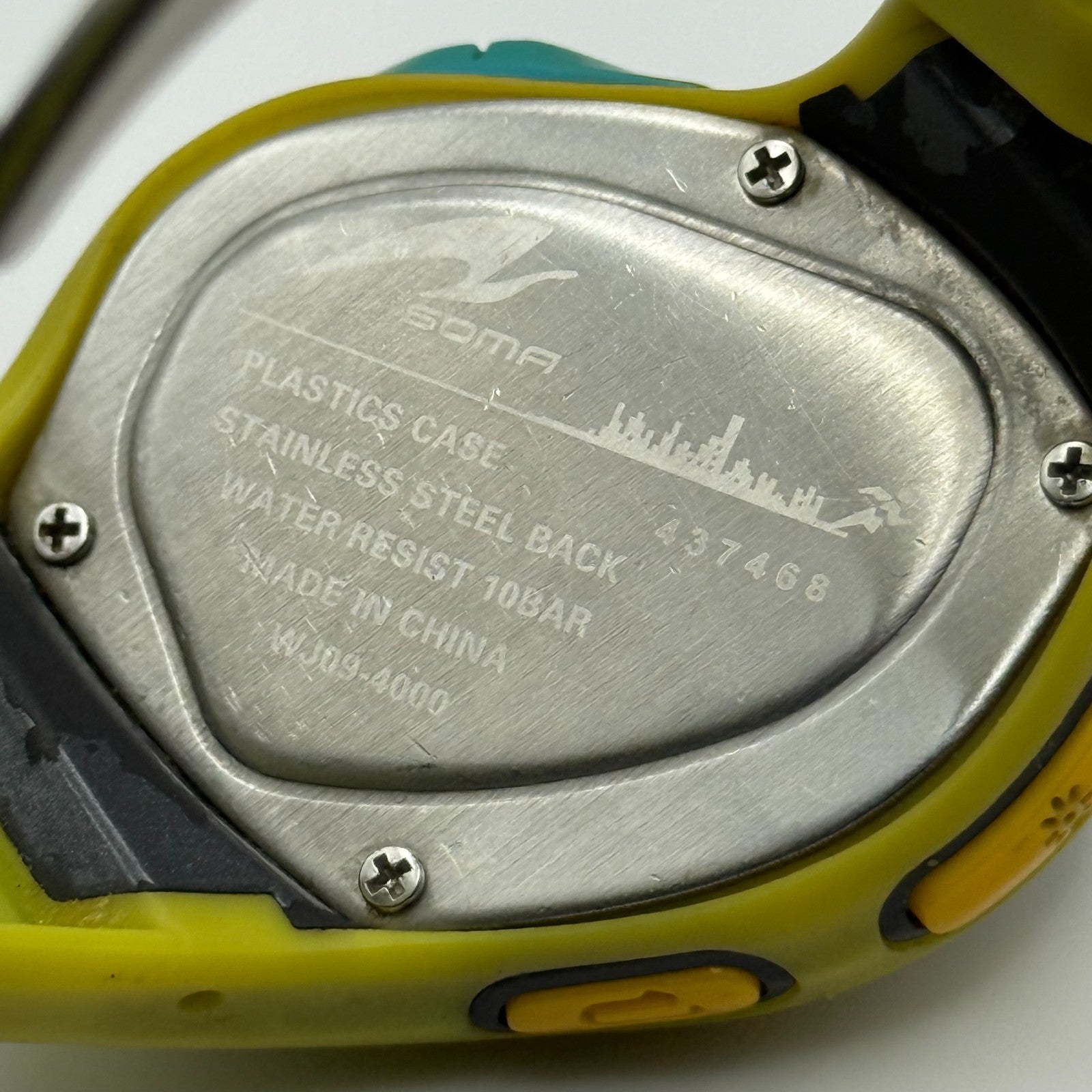 Soma Unisex Yellow Sports Quartz Watch Memory Lap Function 40mm PARTS REPAIR