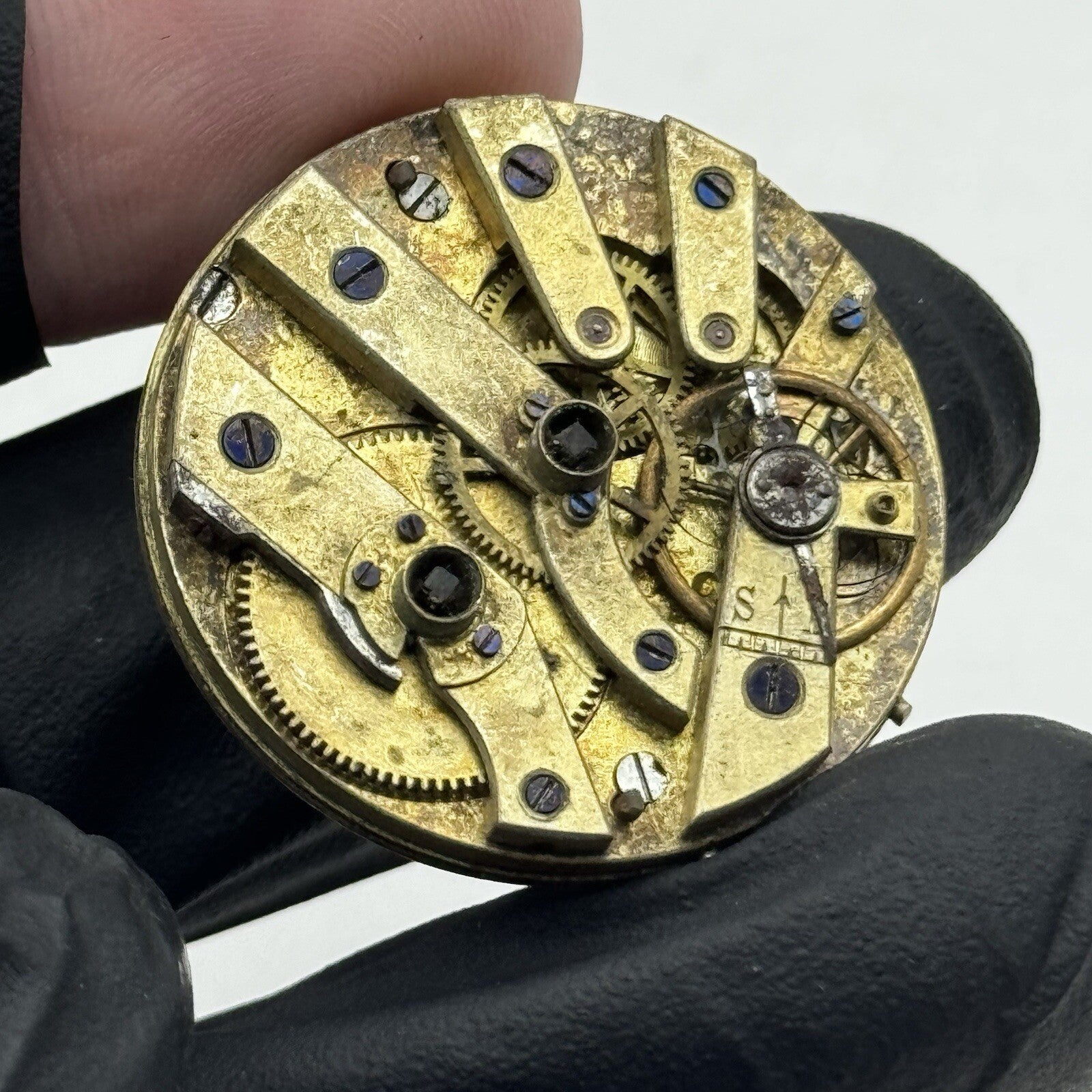31.6mm Quality White Porcelain Dial Cylinder Watch Movement FOR PARTS