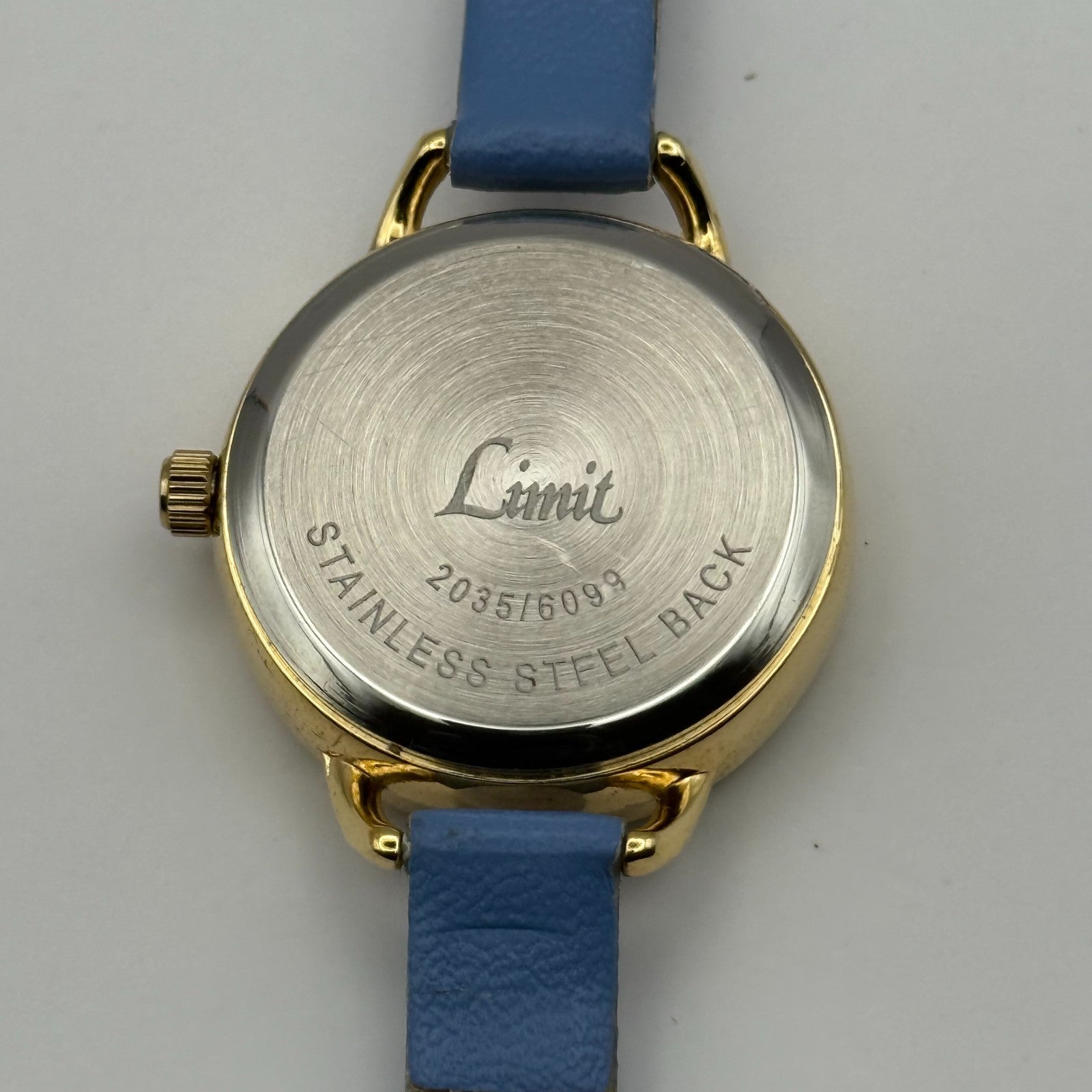 Limit Ladies Quartz Watch Gold Tone Blue Strap Working 25mm New Battery
