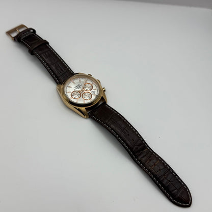 Lorus Chronograph Mens Watch 100M Quartz VD53-X024 Leather Strap 43mm Japan