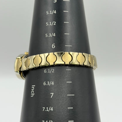 Timex Ladies Quartz Watch Oval Dial Gold Tone Stretch Band Steel Working 21mm