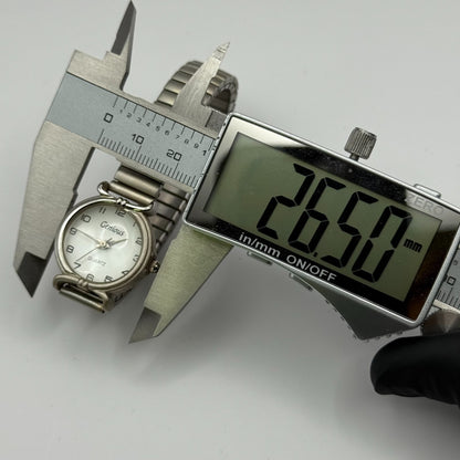 Genious Ladies Quartz Watch Silver Tone Expandable Band Japan Steel Working 24mm