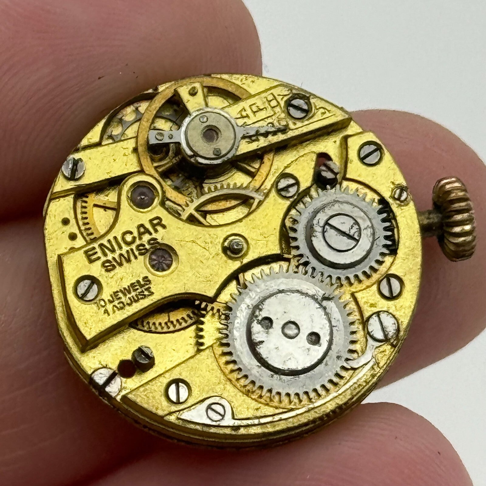 23.6mm Rare Antique Enicar Trench Watch Movement Manual Wind Swiss Vintage PARTS