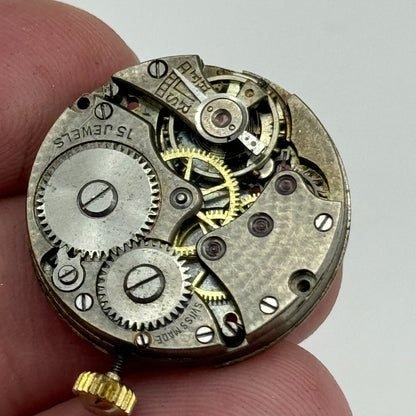 23.6mm Unidentified 15 Jewels Manual Wind Watch Movement Swiss Vintage PARTS