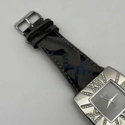 G&B Time Fashion Ladies Quartz Watch Crystal Accents Leather Strap Working 42mm