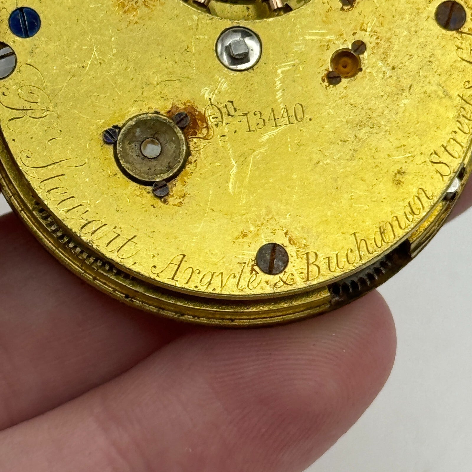 43.4mm Antique R Stewart Argyle & Buchanan Glasgow Pocket Watch Movement PARTS