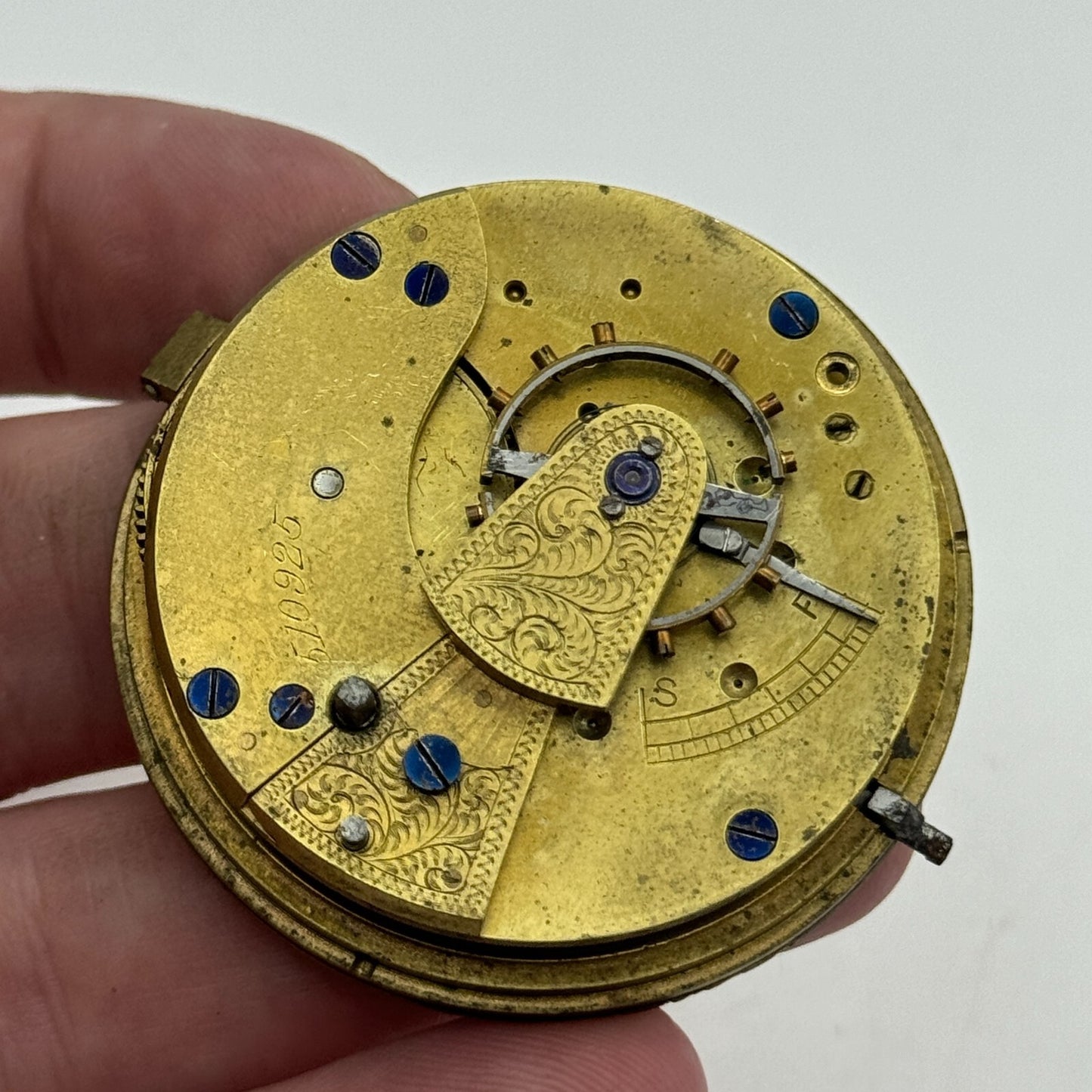 46.7mm Antique Key Wound Pocket Watch Movement PARTS