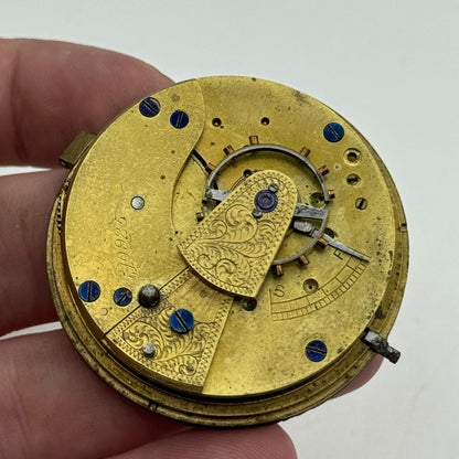 46.7mm Antique Key Wound Pocket Watch Movement PARTS