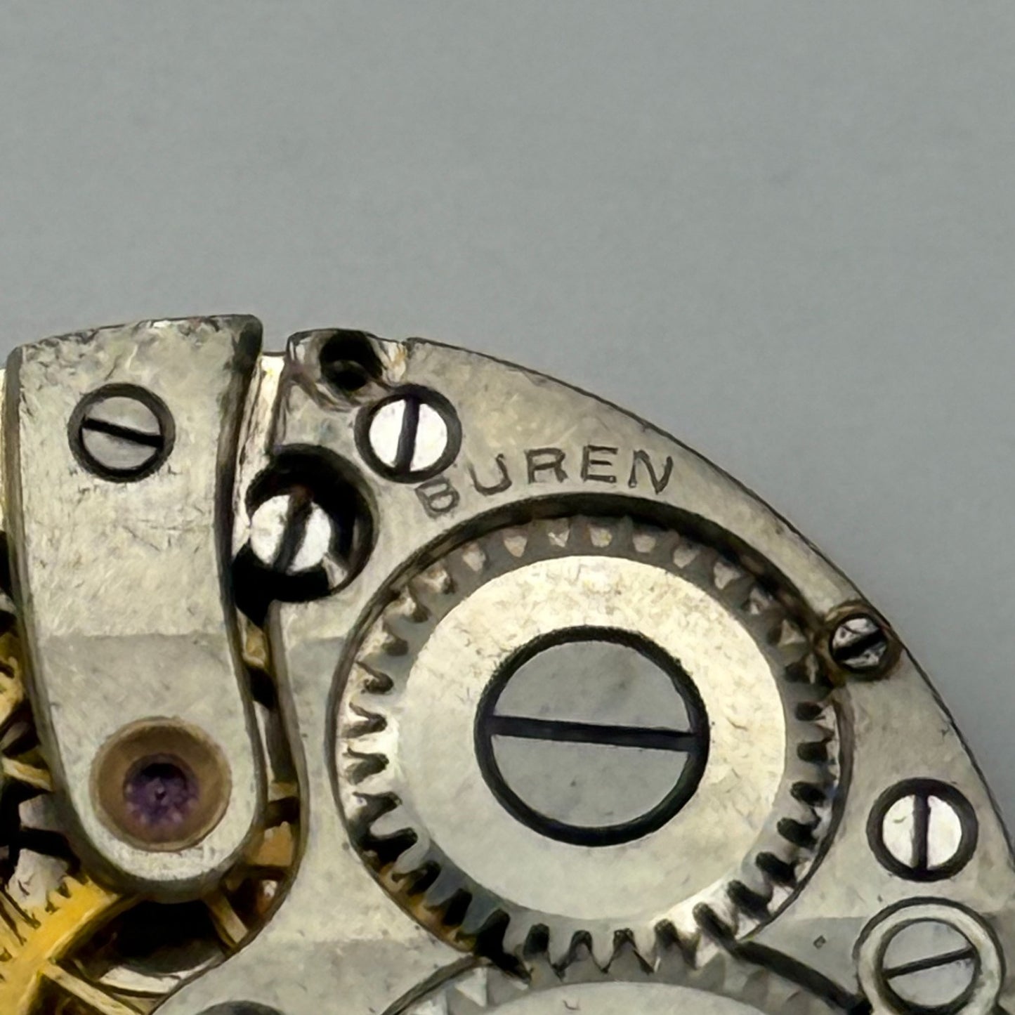 Buren 15 Jewels Watch Movement Manual Wind Vintage Swiss Parts Repair 23.7mm