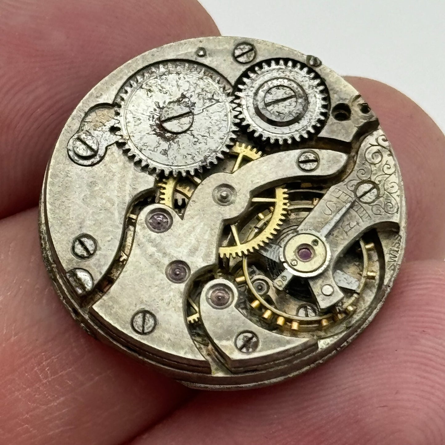 25.3mm Unidentified Trench Watch Movement & Dial Manual Wind Vintage Swiss PARTS