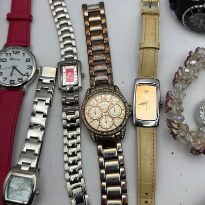 Bundle Of 16 Quartz Watches Modern / Vintage Untested Parts / Repair / Crafts