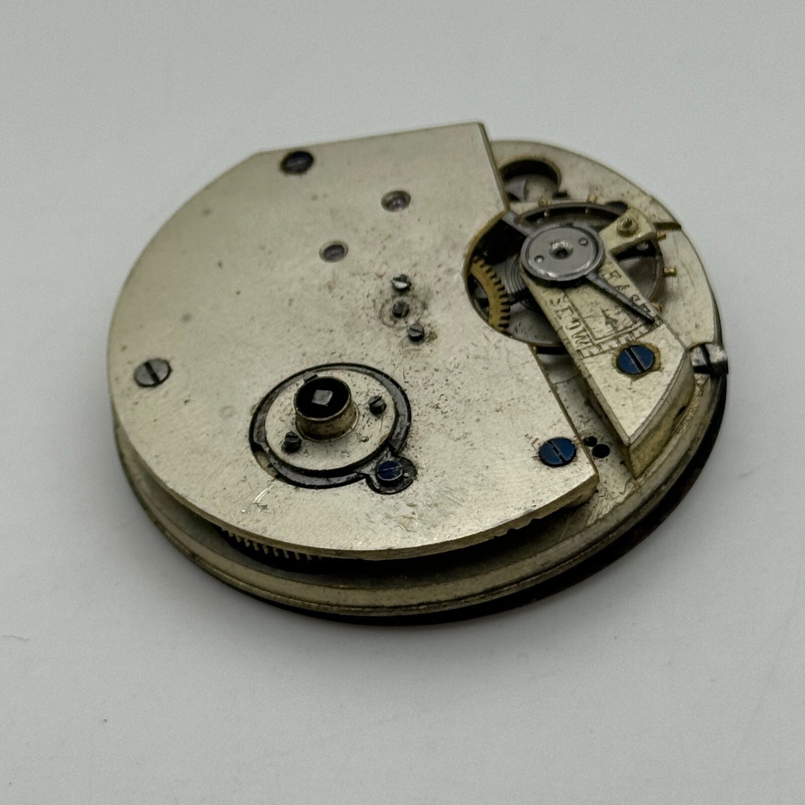 45.3mm Antique Key Wound Balance Intact Pocket Watch Movement PARTS REPAIR SPARE