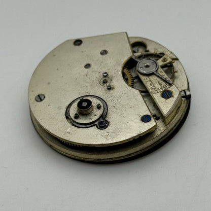 45.3mm Antique Key Wound Balance Intact Pocket Watch Movement PARTS REPAIR SPARE