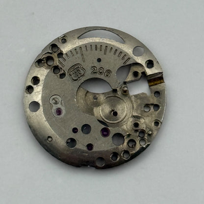 FHF 206 Watch Movement Main Plate Manual Wind Vintage Swiss Parts Repair 19.7mm