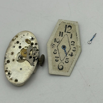 14.7mm ETA Oval 15 Jewels Swiss Manual Wind Watch Movement Vintage PARTS SPARES