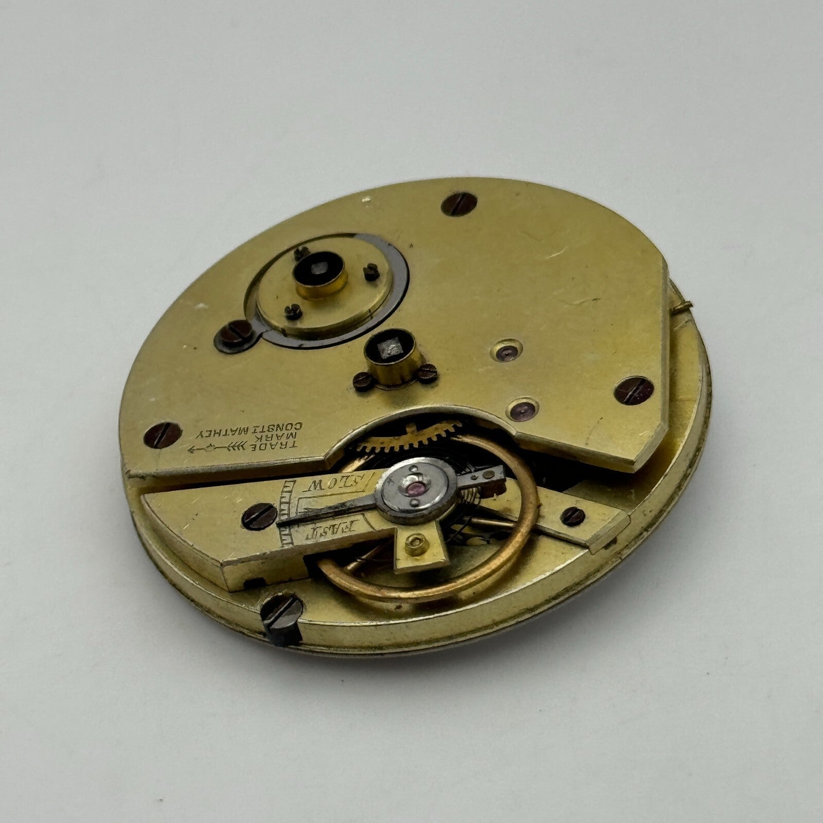 40.5mm Antique Trade Mark Consti Mathey Key Wound Pocket Watch Movement PARTS