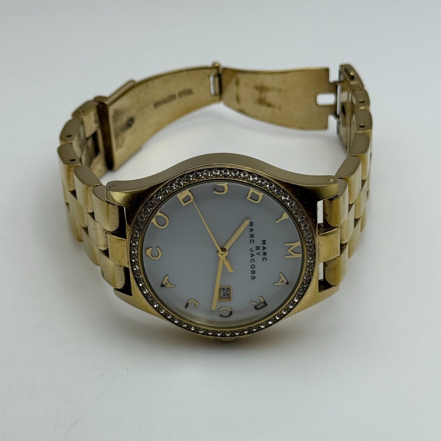 39mm Working Ladies Marc By Marc Jacobs White Date Dial Quartz Watch 5.25 Inches