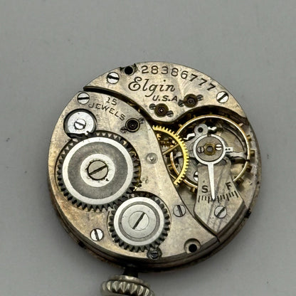 1925 Antique 10/0s Elgin 444 Model 4 American Watch Movement PARTS REPAIR