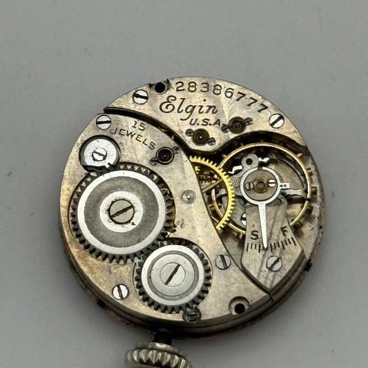 1925 Antique 10/0s Elgin 444 Model 4 American Watch Movement PARTS REPAIR