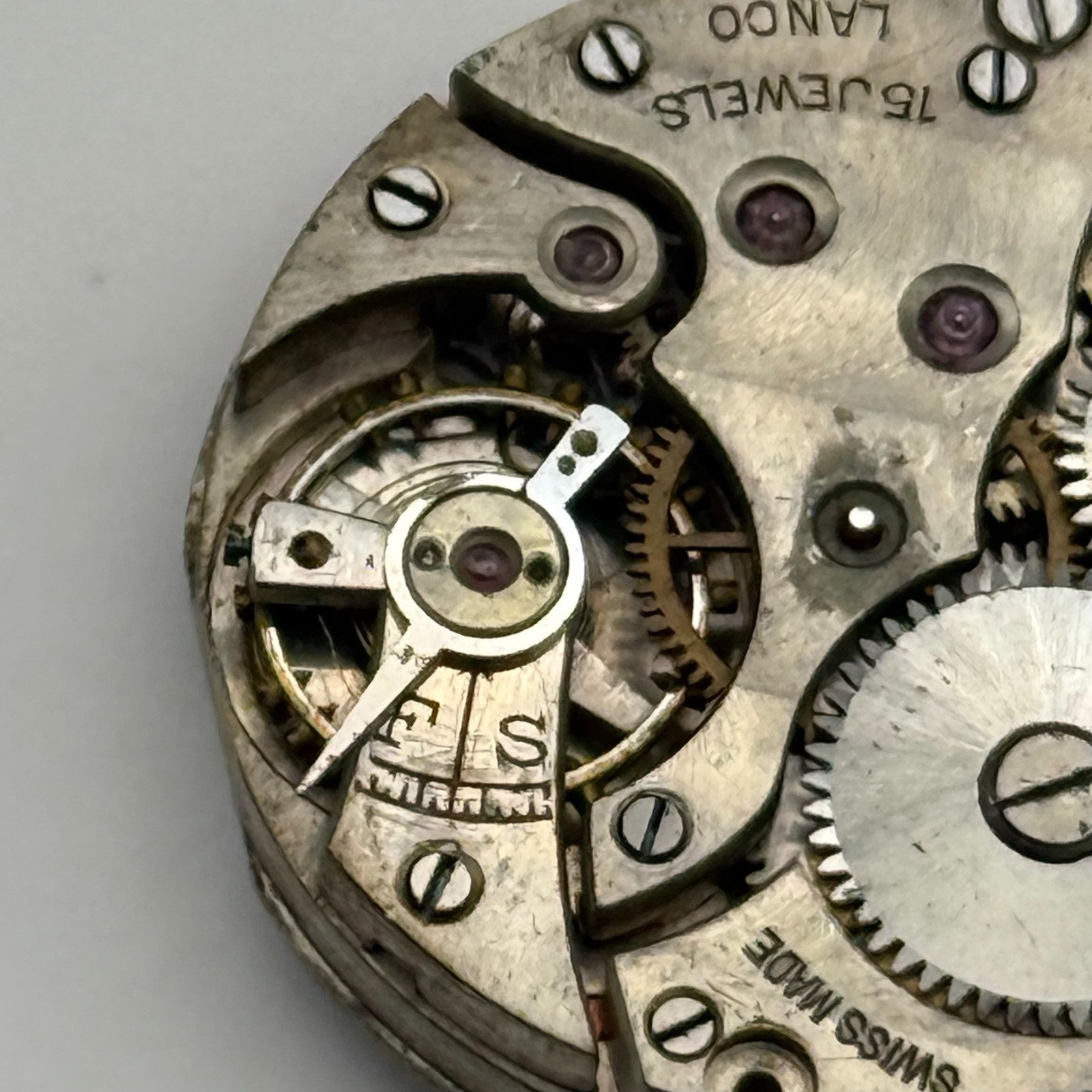 Lanco Trench 15 Jewels Watch Movement Manual Wind Vintage Parts Repair 24.3mm