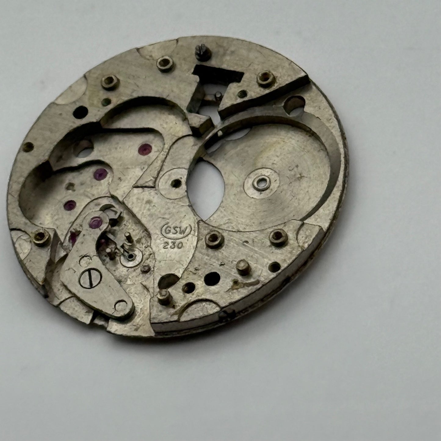GSW Geneva Sport 230 Watch Movement Main Plate Vintage Swiss Parts 23.6mm