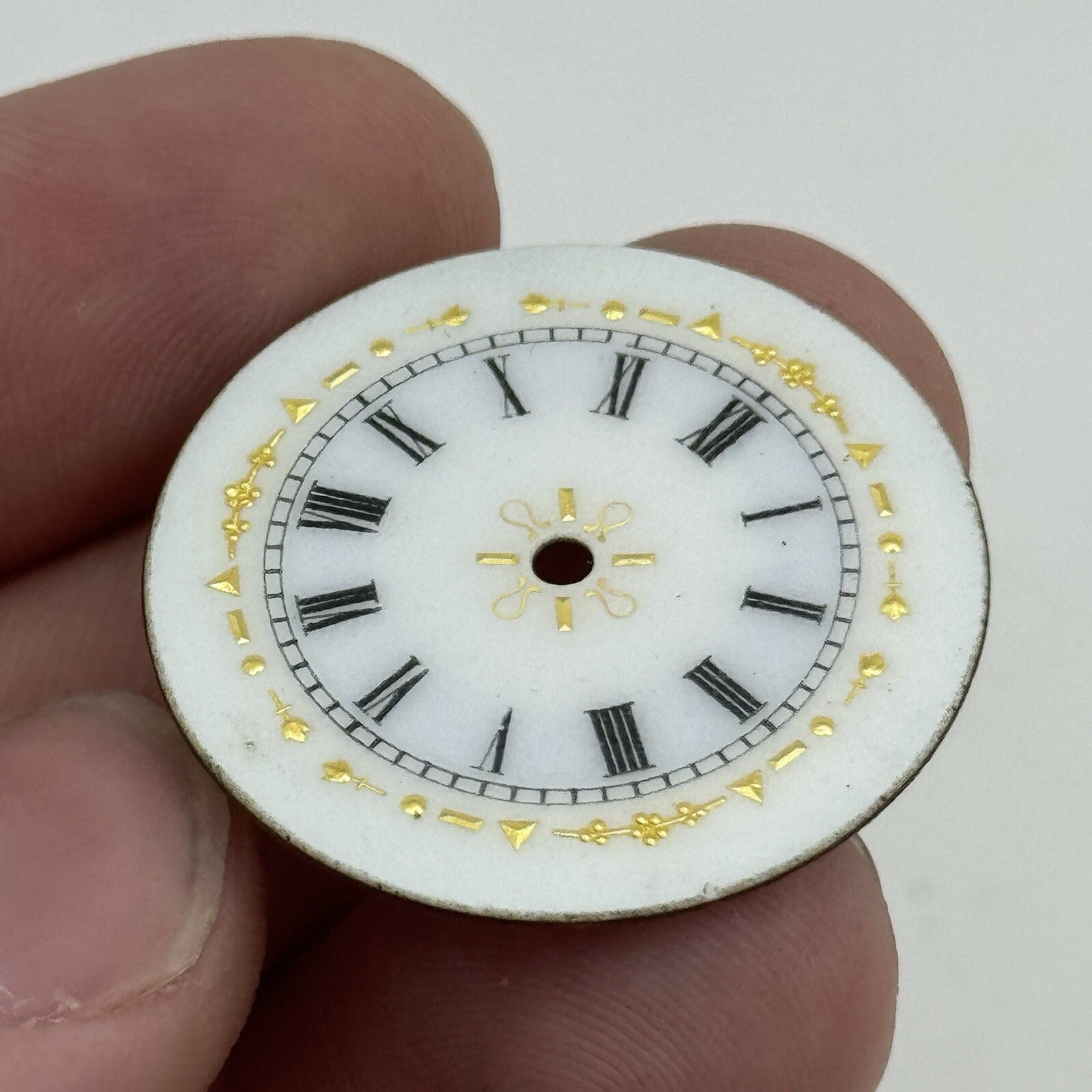 30.8mm Antique Beautiful Porcelain Patterned Pocket Watch Dial Spares Parts
