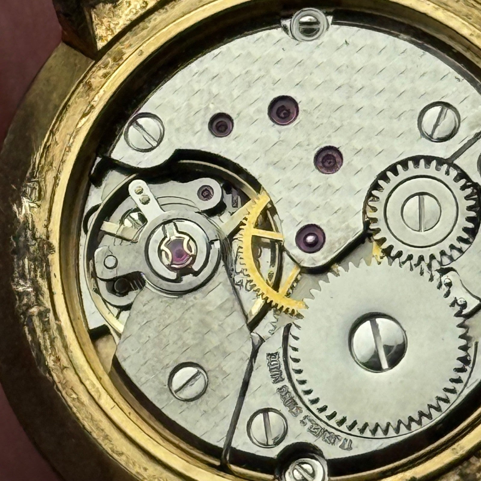 33mm Vintage Mystery Dial Peseux 7040 Balance Ok Manual Wind Watch PARTS REPAIR