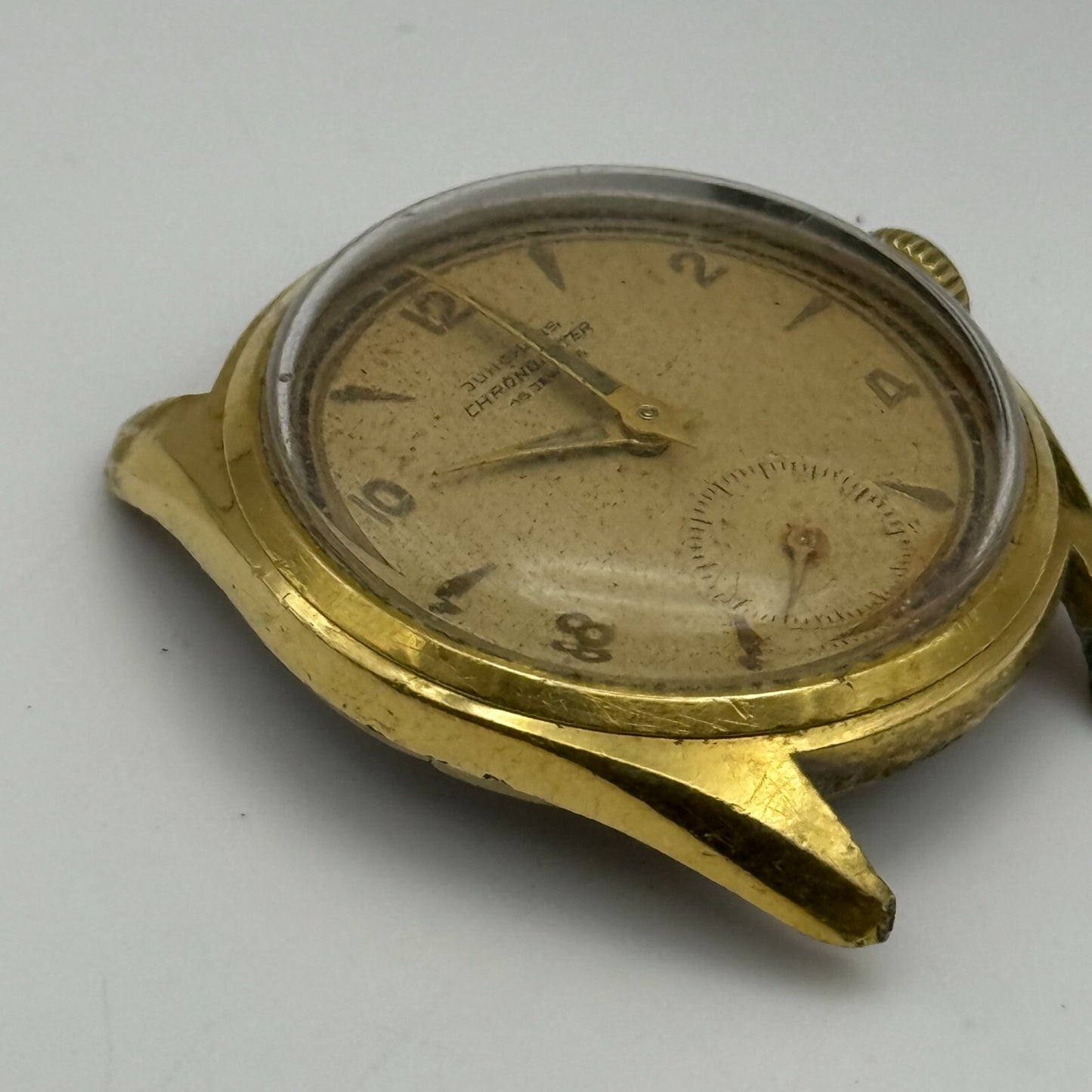 33mm Men’s Vintage Junghans J82 Chronometer Swiss Rare Gold Plated Watch PARTS