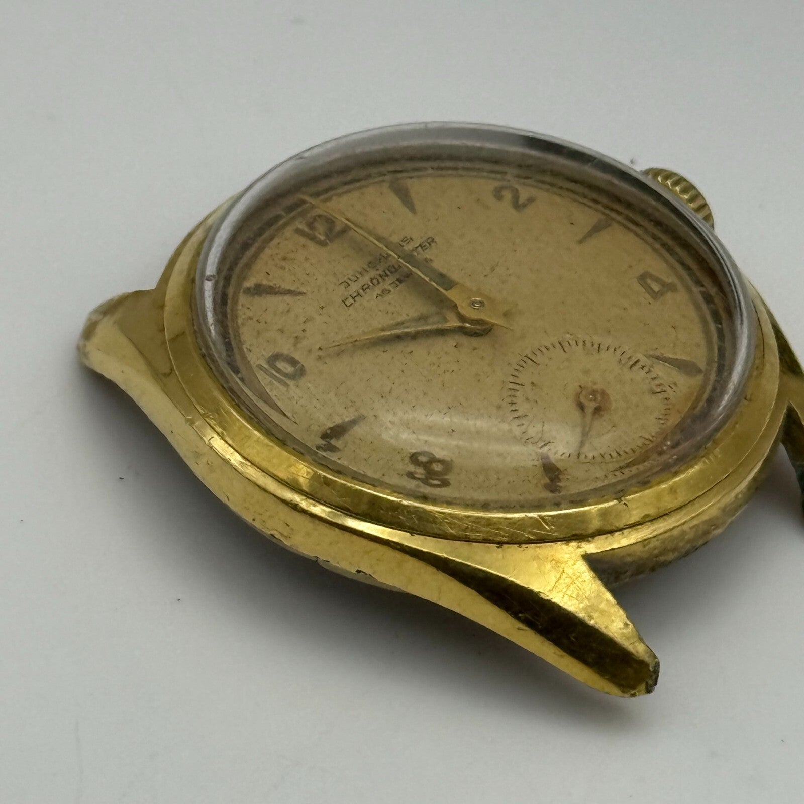 33mm Men’s Vintage Junghans J82 Chronometer Swiss Rare Gold Plated Watch PARTS