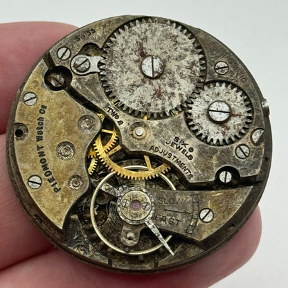 43.1mm Open Face Piedmont Watch Co 6 Jewels Swiss Pocket Watch Movement PARTS