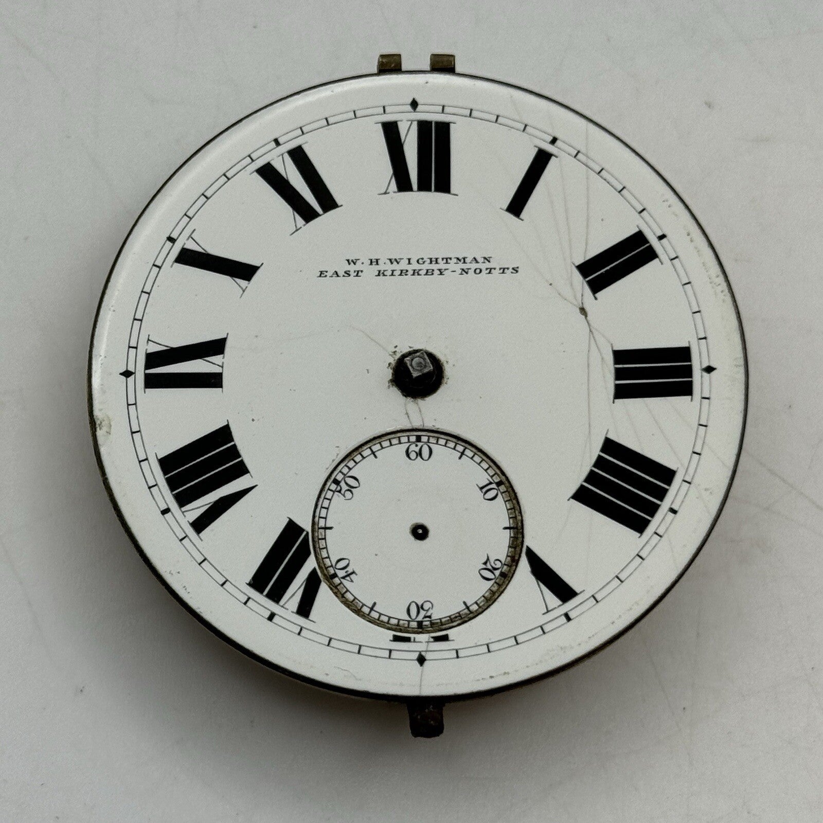 50mm W H Wightman East Kirkby-Notts Large Fusee Pocket Watch Movement FOR PARTS