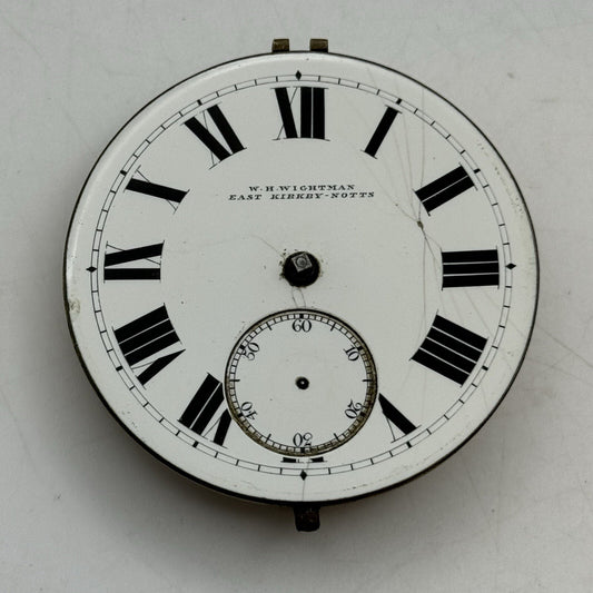 50mm W H Wightman East Kirkby-Notts Large Fusee Pocket Watch Movement FOR PARTS