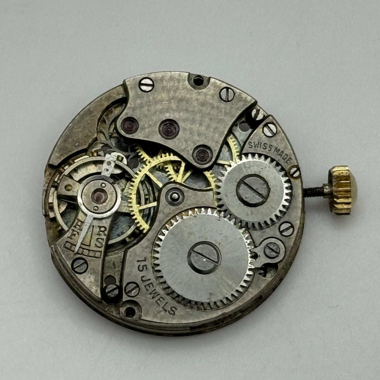 23.6mm Unidentified 15 Jewels Manual Wind Watch Movement Swiss Vintage PARTS